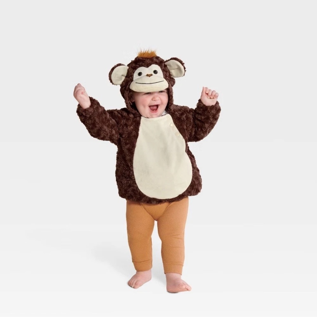 Plush Infant Monkey Hooded Pullover Halloween Costume Baby 0-6 Months